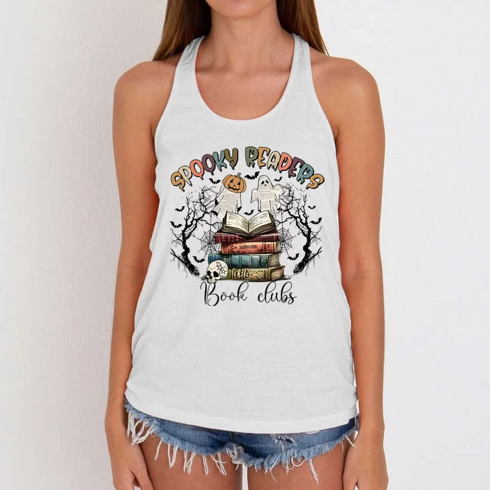 Spooky Readers Book Clubs Women's Knotted Racerback Tank