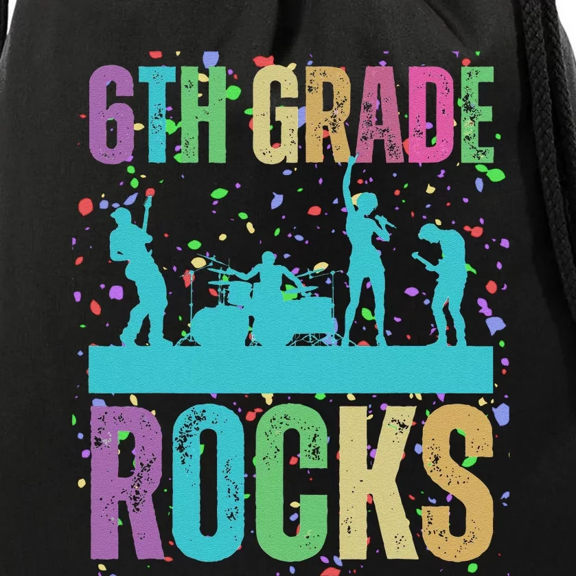 School Rocks Back To School Rockin 6th Grade Rocks Drawstring Bag