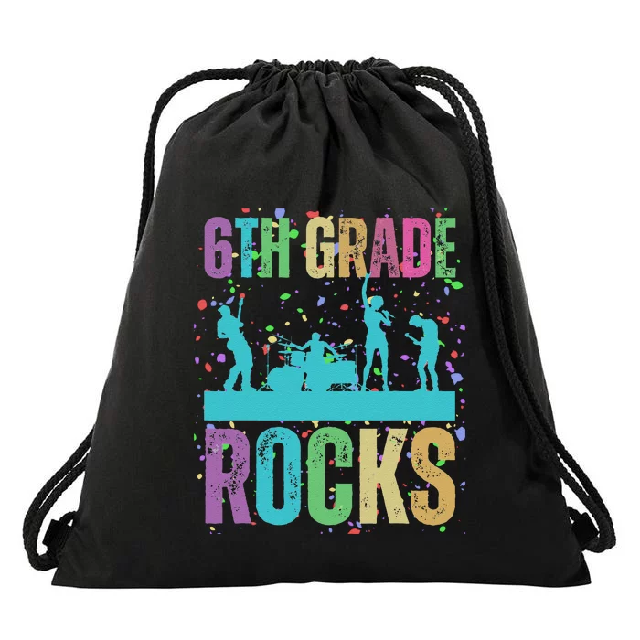 School Rocks Back To School Rockin 6th Grade Rocks Drawstring Bag