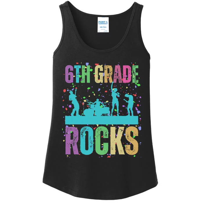 School Rocks Back To School Rockin 6th Grade Rocks Ladies Essential Tank