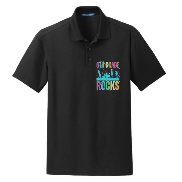 School Rocks Back To School Rockin 6th Grade Rocks Dry Zone Grid Performance Polo