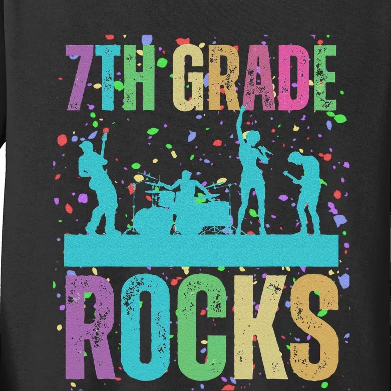 School Rocks Back To School Rockin 7th Grade Rocks Kids Long Sleeve Shirt