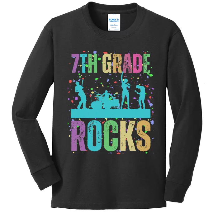 School Rocks Back To School Rockin 7th Grade Rocks Kids Long Sleeve Shirt