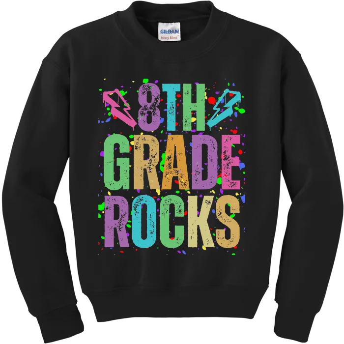 School Rocks Back To School Rockin 8th Grade Rocks Kids Sweatshirt