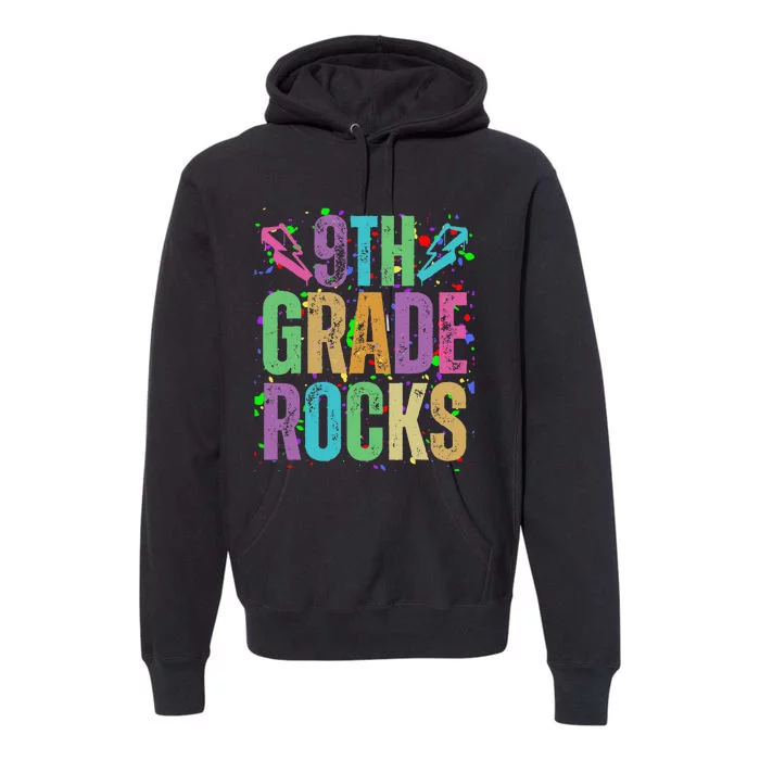 School Rocks Back To School Rockin 9th Grade Rocks Premium Hoodie