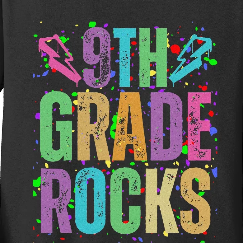 School Rocks Back To School Rockin 9th Grade Rocks Kids Long Sleeve Shirt