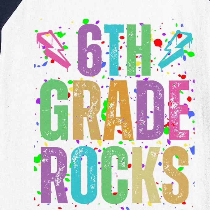 School Rocks Back To School Rockin 6th Grade Rocks Baseball Sleeve Shirt