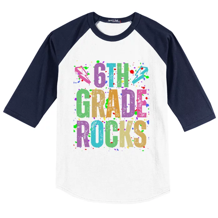 School Rocks Back To School Rockin 6th Grade Rocks Baseball Sleeve Shirt