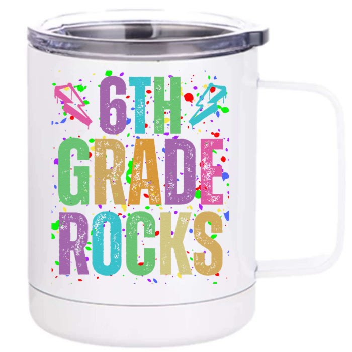 School Rocks Back To School Rockin 6th Grade Rocks Front & Back 12oz Stainless Steel Tumbler Cup