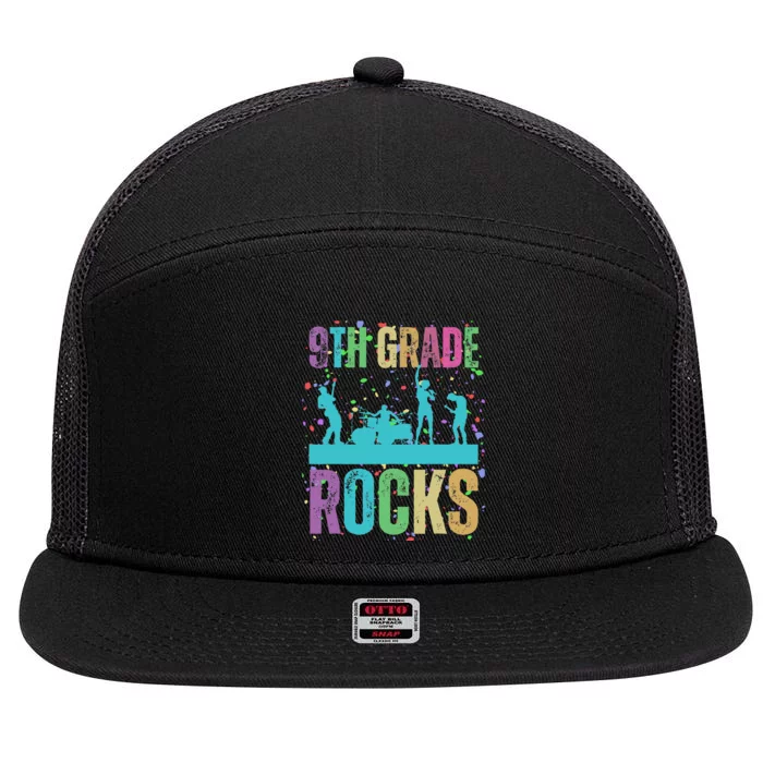 School Rocks Back To School Rockin 9th Grade Rocks 7 Panel Mesh Trucker Snapback Hat