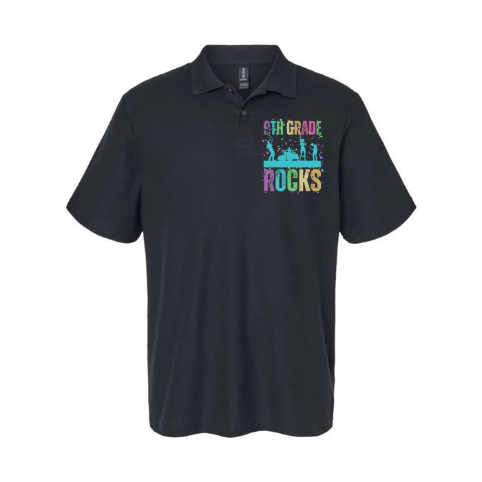 School Rocks Back To School Rockin 9th Grade Rocks Softstyle Adult Sport Polo