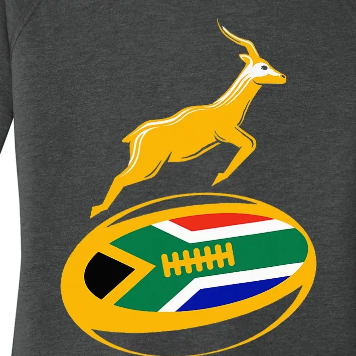 Springbok Rugby Ball & South African Flag Women's Perfect Tri Tunic Long Sleeve Shirt