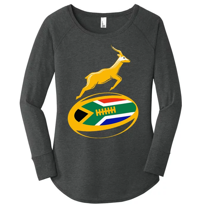 Springbok Rugby Ball & South African Flag Women's Perfect Tri Tunic Long Sleeve Shirt