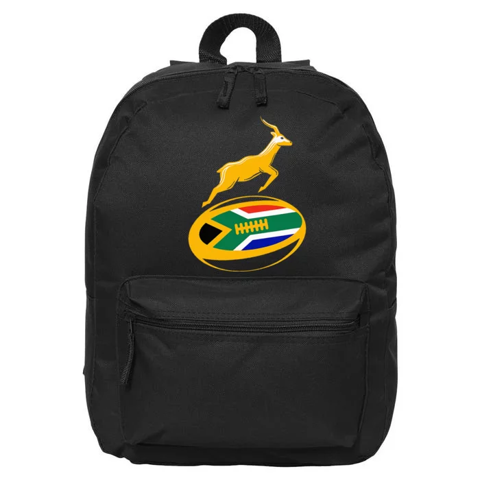 Springbok Rugby Ball & South African Flag 16 in Basic Backpack