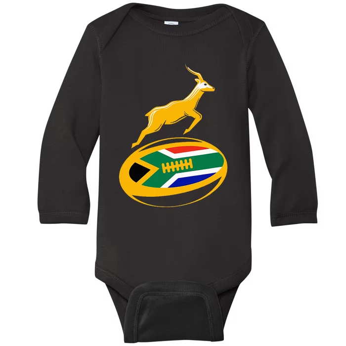 Springbok Rugby Ball & South African Flag Baby Long Sleeve Bodysuit