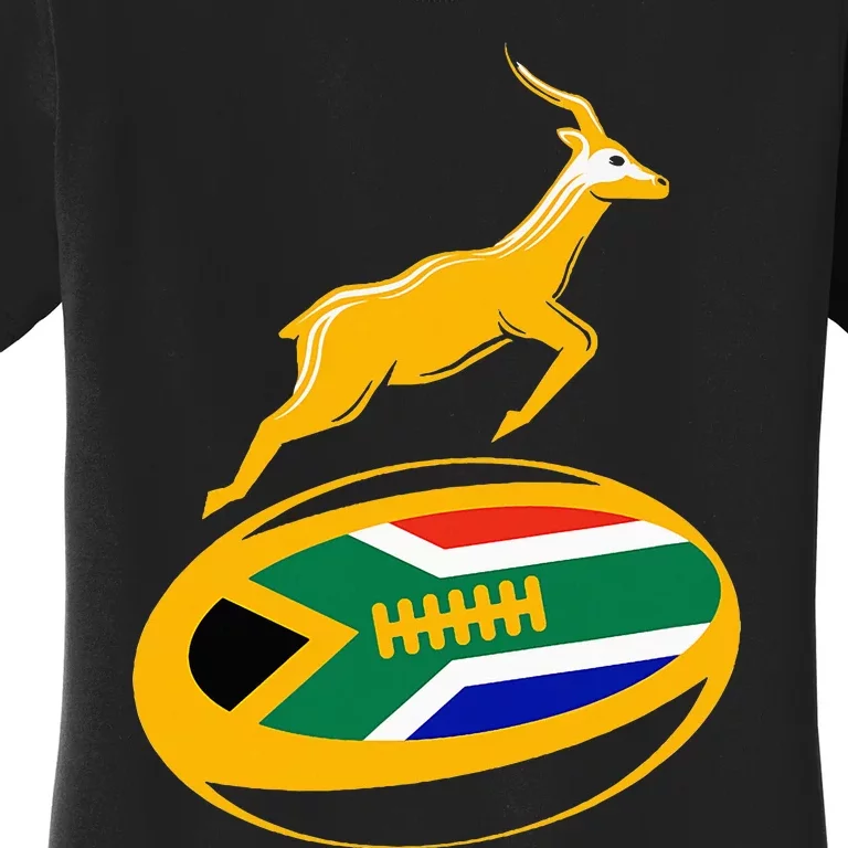 Springbok Rugby Ball & South African Flag Women's T-Shirt