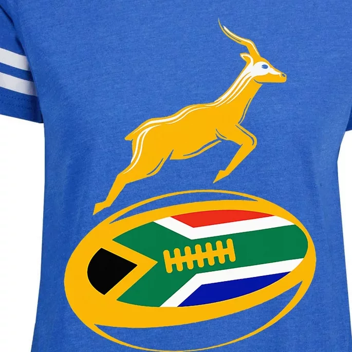 Springbok Rugby Ball & South African Flag Enza Ladies Jersey Football T-Shirt