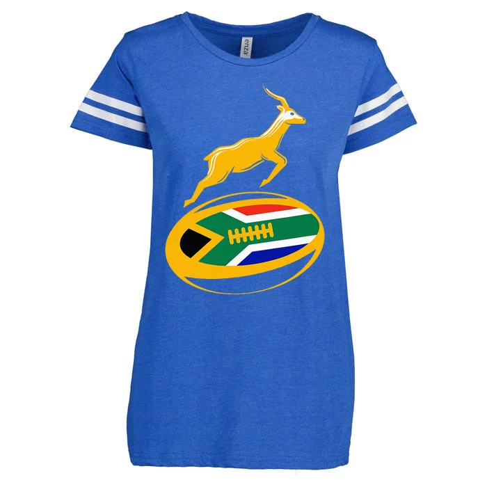 Springbok Rugby Ball & South African Flag Enza Ladies Jersey Football T-Shirt