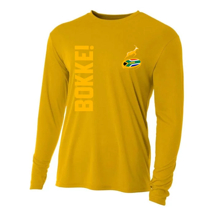 Springbok Rugby. Bokke South African Flag. With Back Print Cooling Performance Long Sleeve Crew