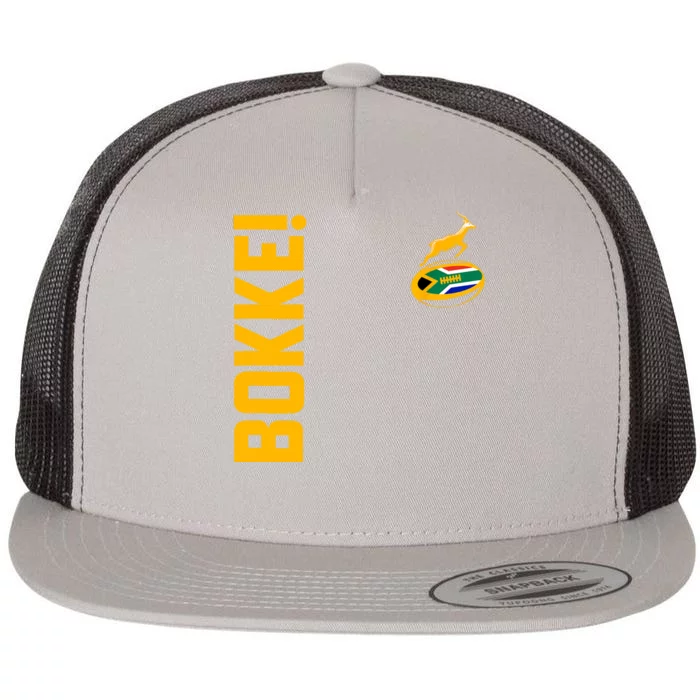 Springbok Rugby. Bokke South African Flag. With Back Print Flat Bill Trucker Hat