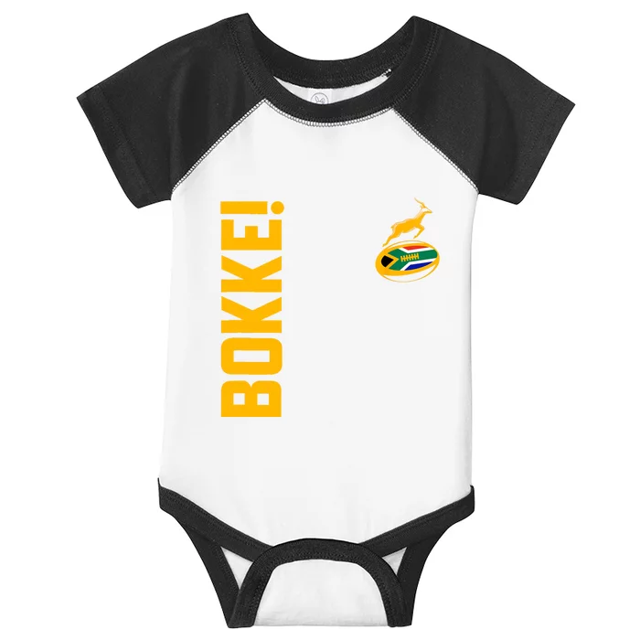 Springbok Rugby. Bokke South African Flag. With Back Print Infant Baby Jersey Bodysuit