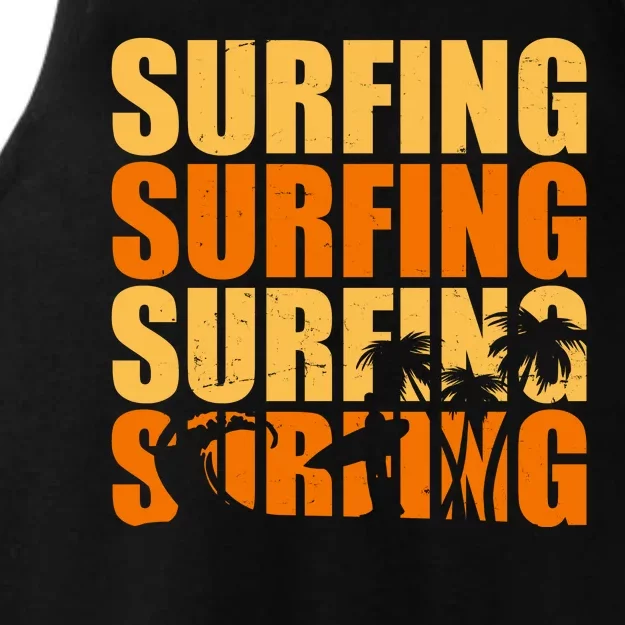 Surfing Retro Beach Ladies Tri-Blend Wicking Tank