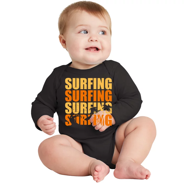 Surfing Retro Beach Baby Long Sleeve Bodysuit