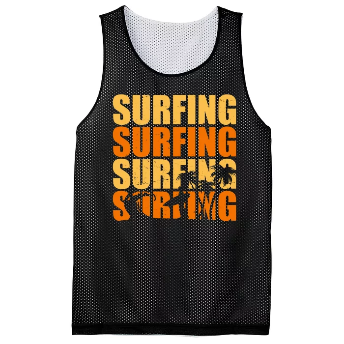 Surfing Retro Beach Mesh Reversible Basketball Jersey Tank