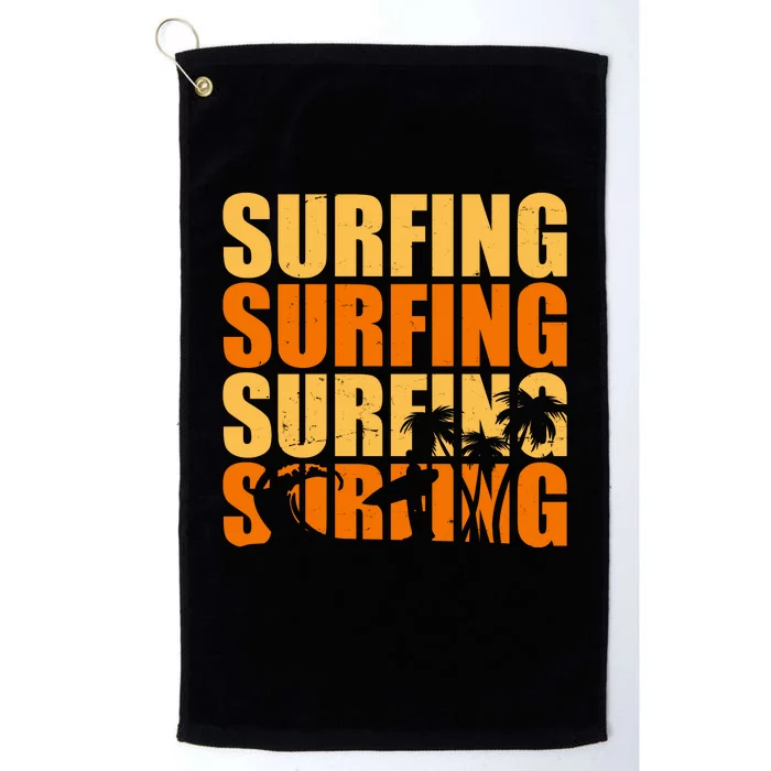 Surfing Retro Beach Platinum Collection Golf Towel