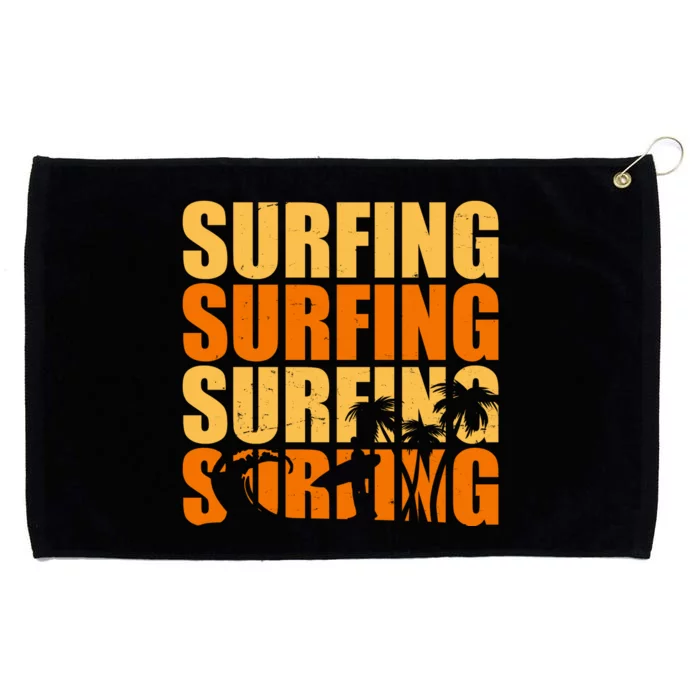 Surfing Retro Beach Grommeted Golf Towel