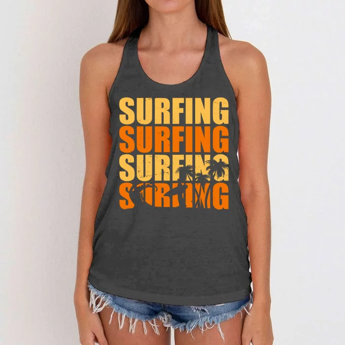 Surfing Retro Beach Women's Knotted Racerback Tank