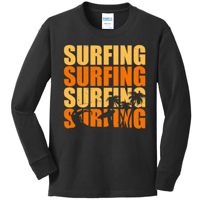 Surfing Retro Beach Kids Long Sleeve Shirt