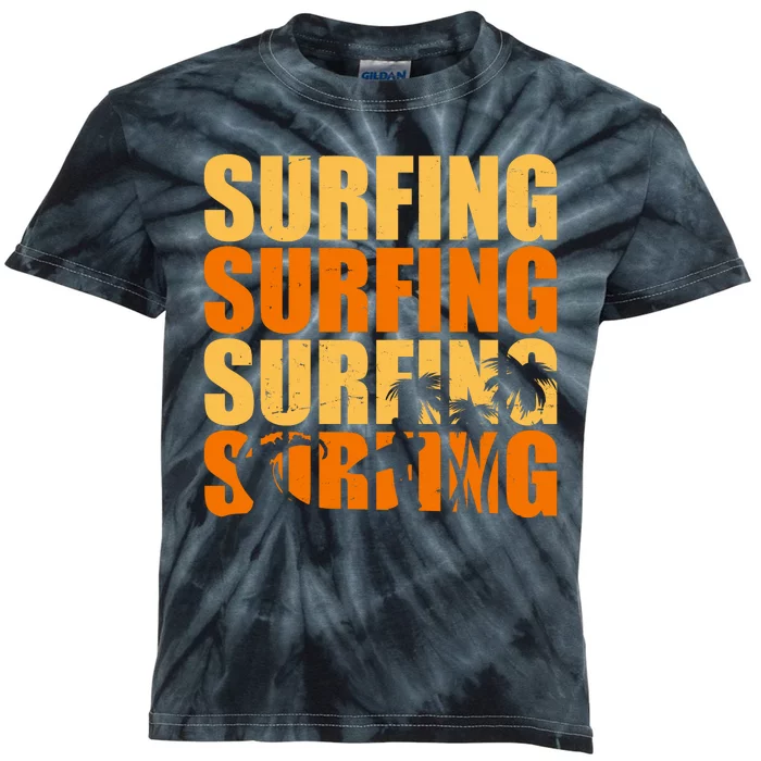 Surfing Retro Beach Kids Tie-Dye T-Shirt