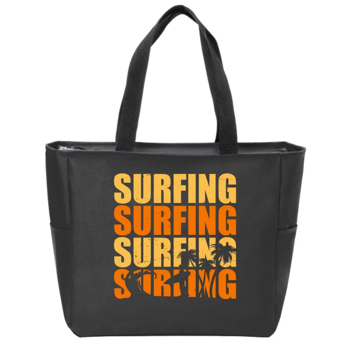 Surfing Retro Beach Zip Tote Bag