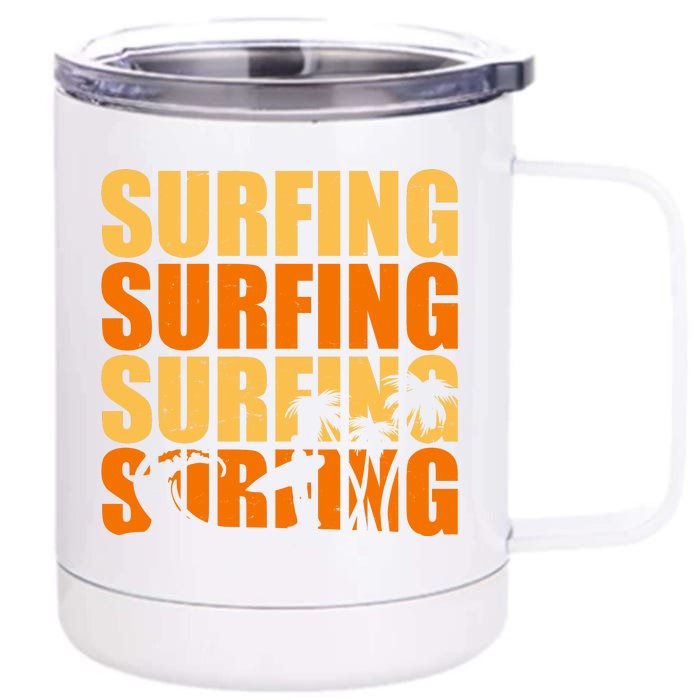 Surfing Retro Beach Front & Back 12oz Stainless Steel Tumbler Cup