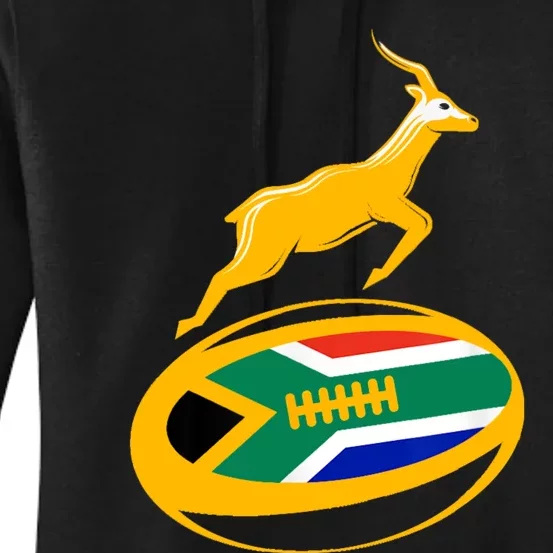 Springbok Rugby Ball & South African Flag Women's Pullover Hoodie