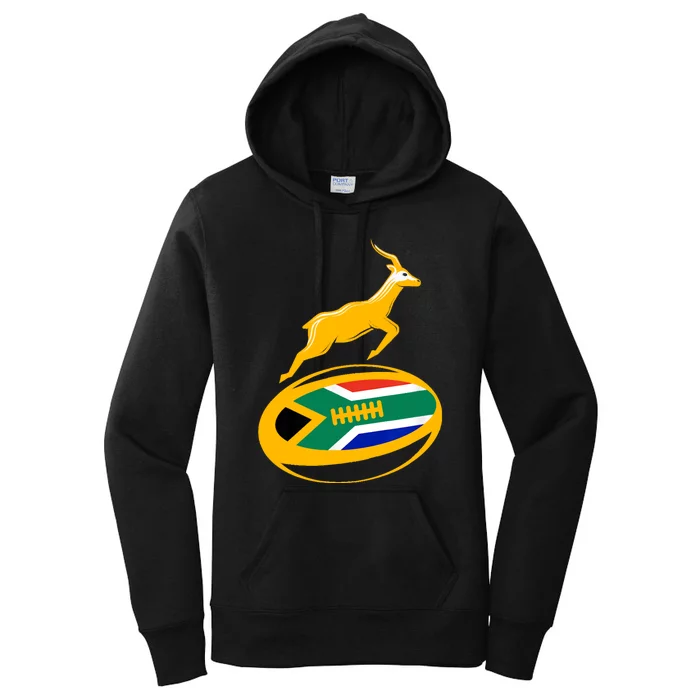 Springbok Rugby Ball & South African Flag Women's Pullover Hoodie