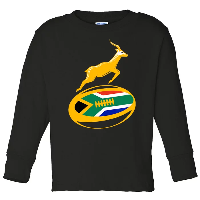 Springbok Rugby Ball & South African Flag Toddler Long Sleeve Shirt