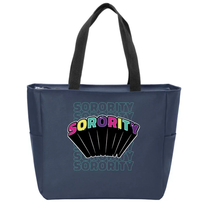 Sorority Retro Colorful Zip Tote Bag