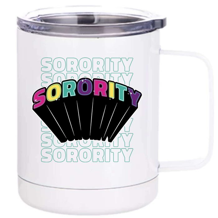 Sorority Retro Colorful Front & Back 12oz Stainless Steel Tumbler Cup