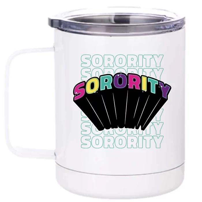 Sorority Retro Colorful Front & Back 12oz Stainless Steel Tumbler Cup