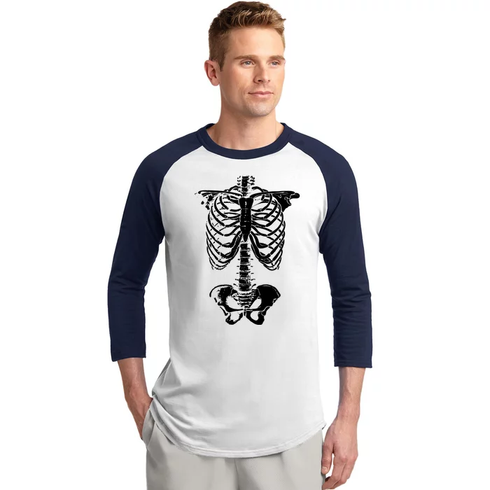 Skeleton Rib Cage Baseball Sleeve Shirt