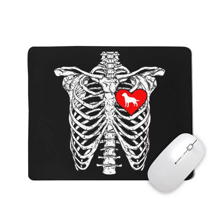 Skeleton Rib Cage Labrador Retriever Dog Halloween Costume Mousepad