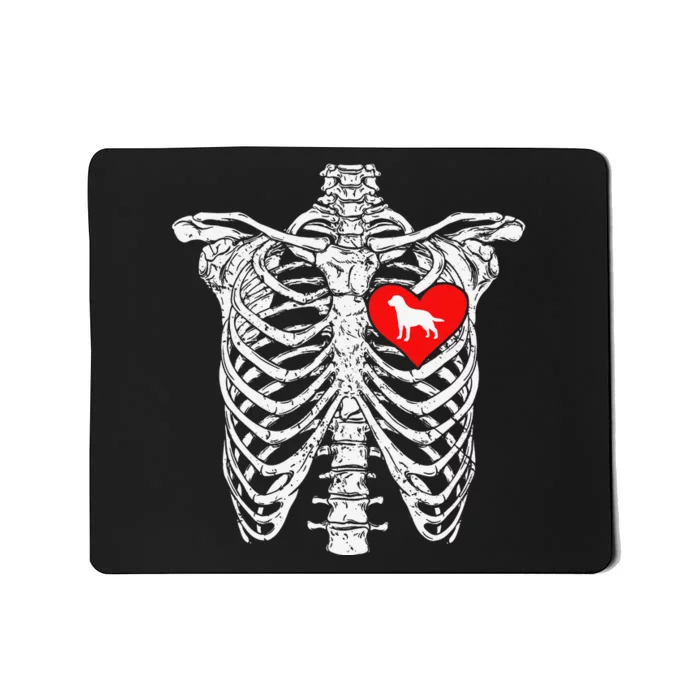 Skeleton Rib Cage Labrador Retriever Dog Halloween Costume Mousepad