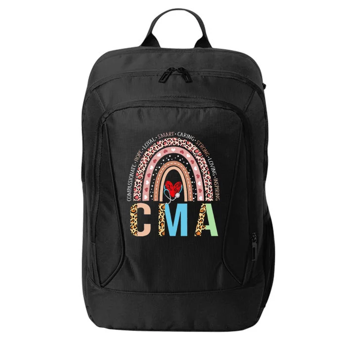 Stethoscope Rainbow CMA Caring Strong Loving Nurses Week City Backpack