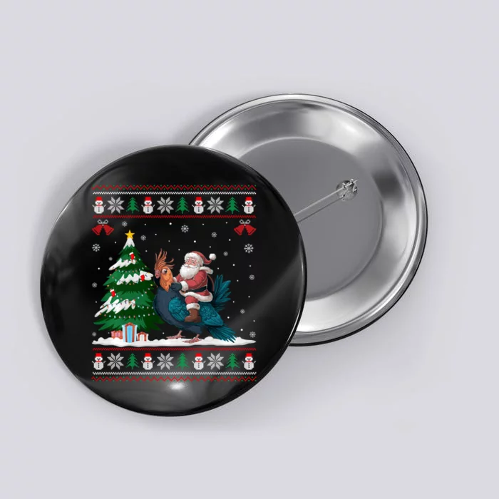 Santa Riding Cockatiels Tree Lighting Christmas Pajama Button