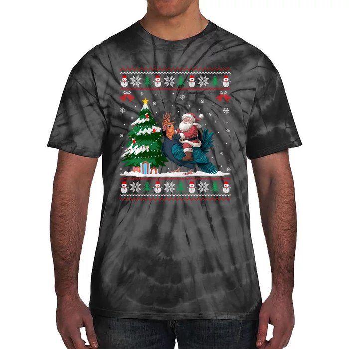 Santa Riding Cockatiels Tree Lighting Christmas Pajama Tie-Dye T-Shirt