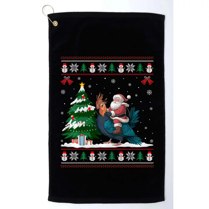 Santa Riding Cockatiels Tree Lighting Christmas Pajama Platinum Collection Golf Towel