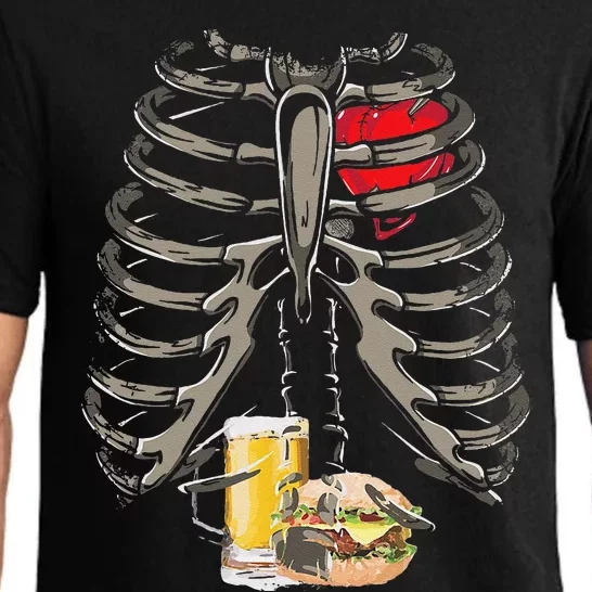 Skeleton Rib Cage Beer Burger Xray Funny Halloween Gift Pajama Set