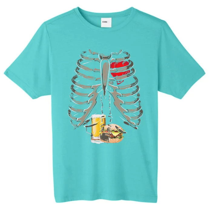 Skeleton Rib Cage Beer Burger Xray Funny Halloween Gift ChromaSoft Performance T-Shirt